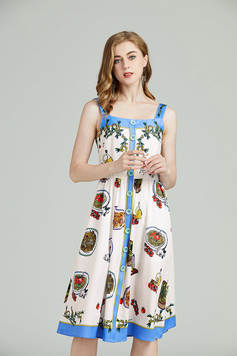 Women's Summer Printed Sleeveless A Line Knee Dress - Stylish and Vibrant Fashion for Warm Weather - Ootddress