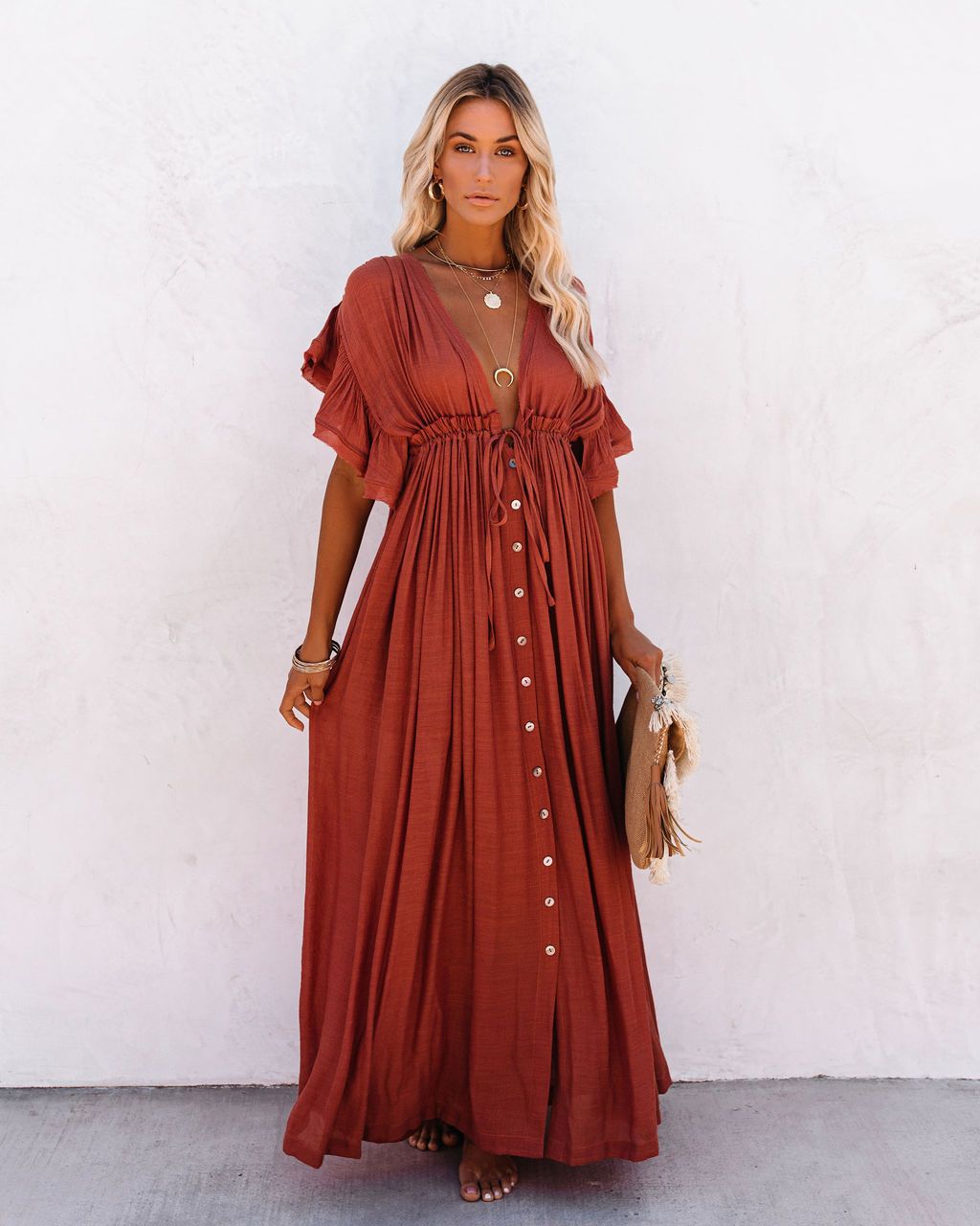 Women's Summer Vacation Short Sleeve A Line Maxi Dress - Stylish and Comfortable - Ootddress