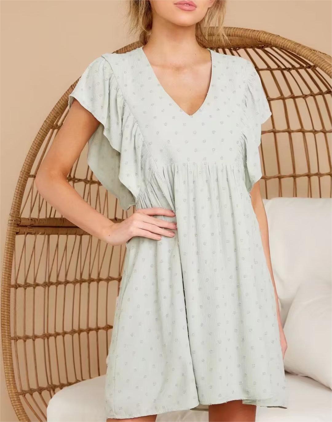 Summer Women Clothing Green Texture A Line Dress - Refreshing Style for Sunny Days - Ootddress