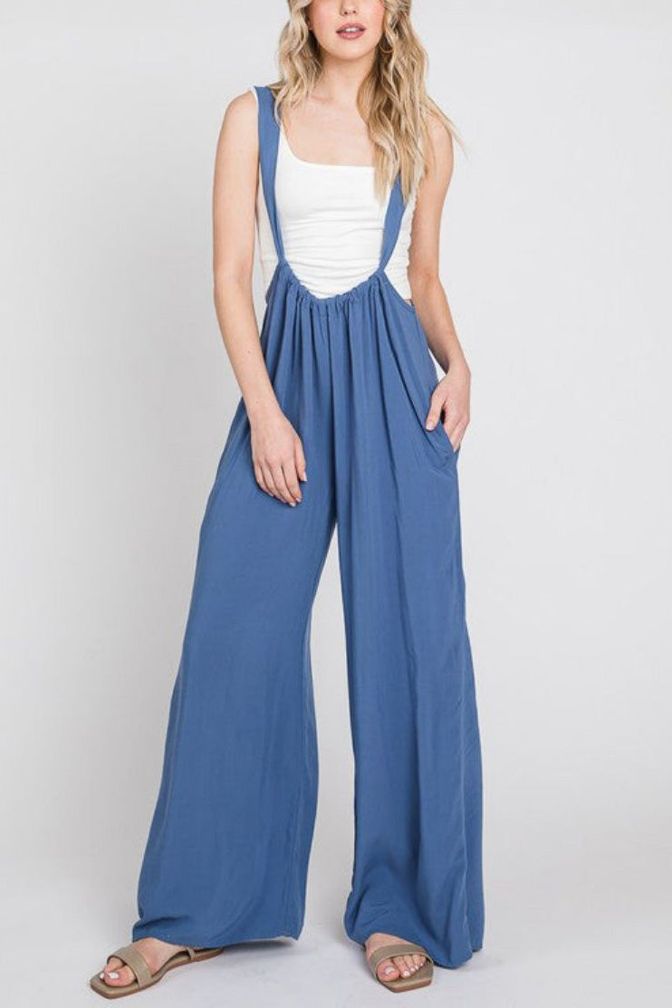 Ladies Summer Jumpsuit: Lace-Up Loose Wide Leg Trousers - Ootddress