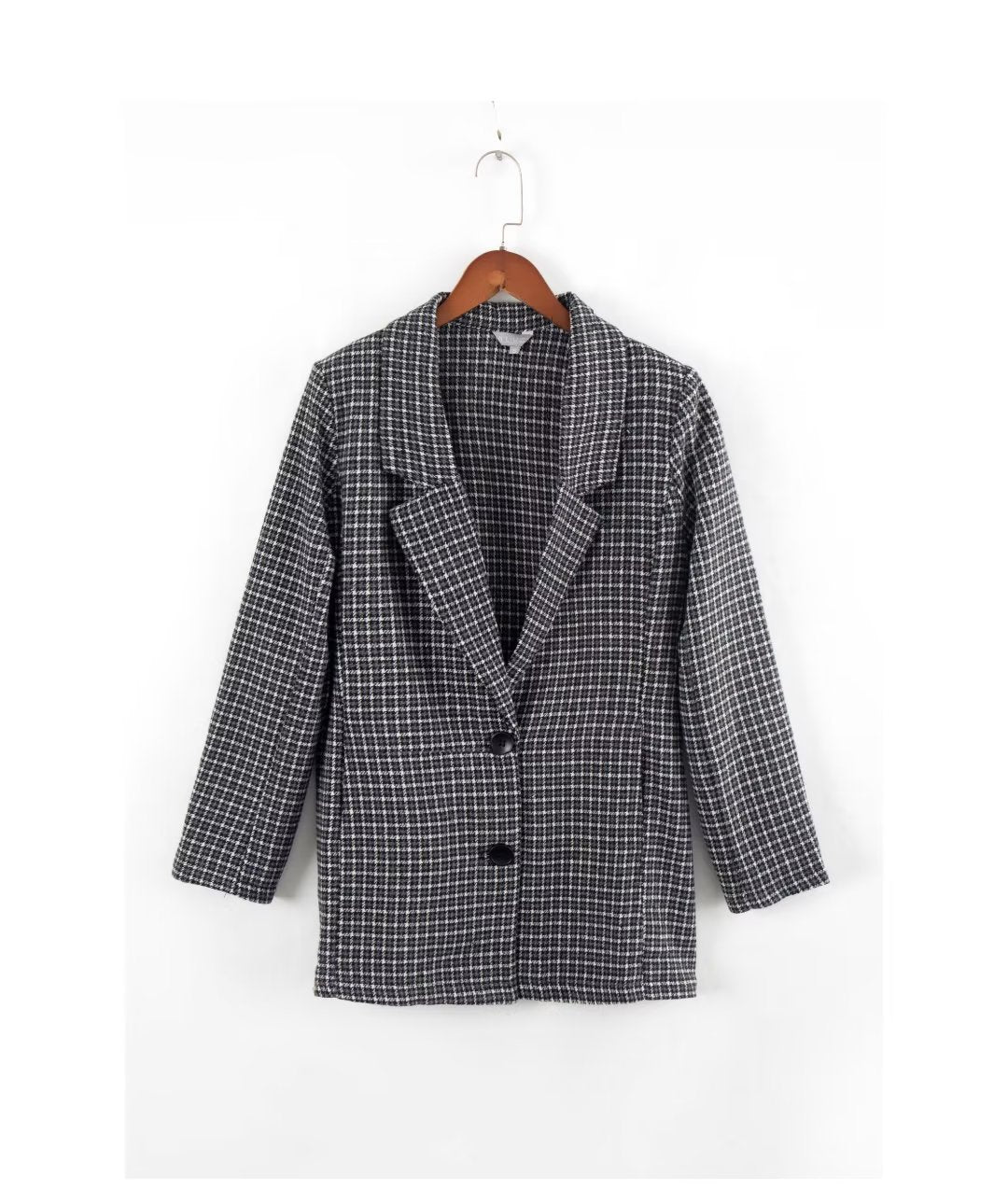 Winter Women Clothing Plaid Texture Collared Pocket Blazer - Ootddress