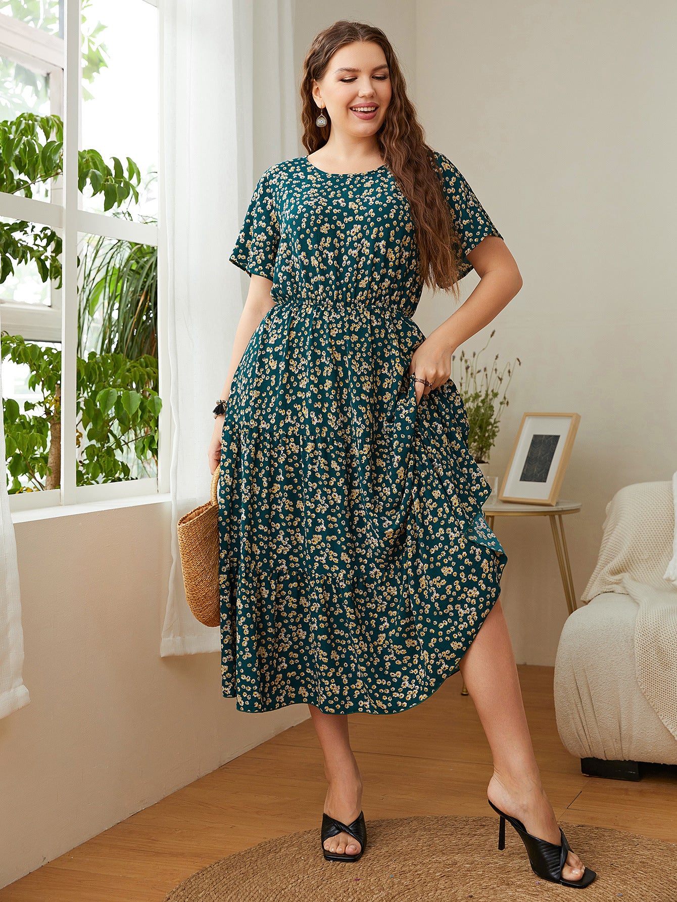 Plus Size Women Clothing Printed Loose Women Dress - Ootddress