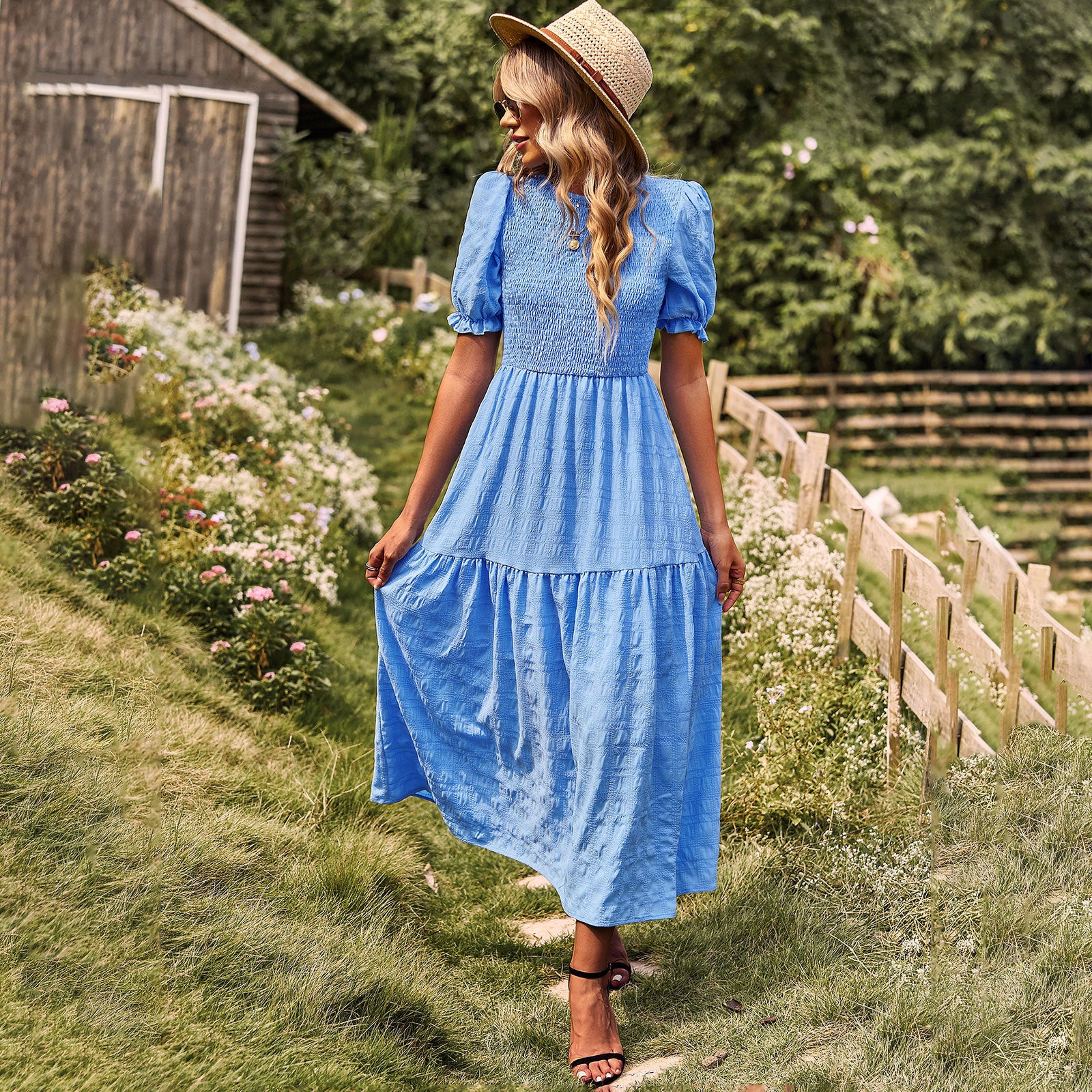 Casual Holiday Dress Spring Summer Short Sleeve A line dress For Station - Ootddress