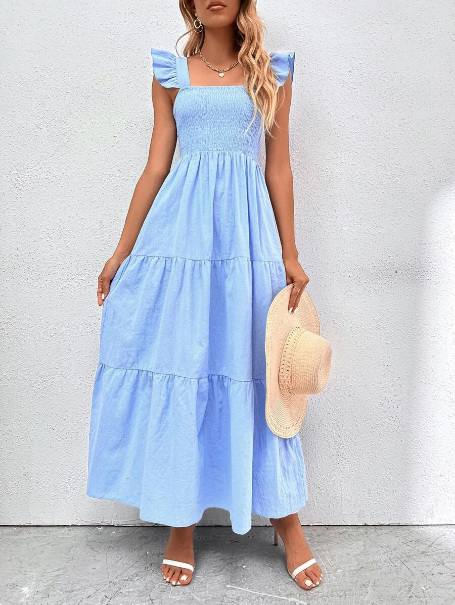 Women's Summer Strap Ruffled Dress: Stylish & Flattering Sundress - Ootddress