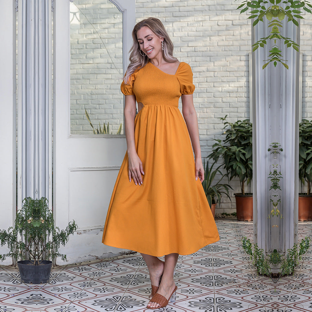 Women's Solid Color Wrapped Chest Maxi Dress - Summer Slim-Fit Jumpsuit - Ootddress