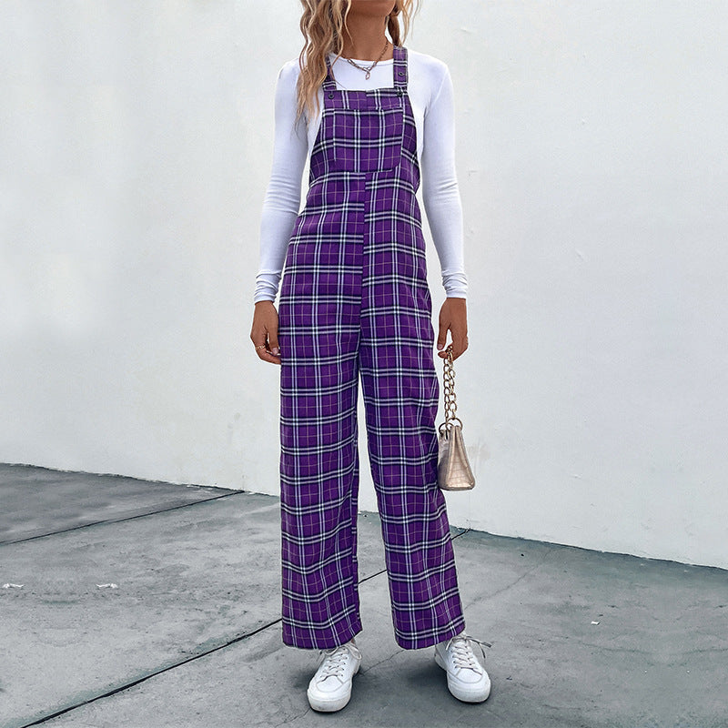 Casual Plaid Spaghetti Straps Jumpsuit for Women: Stylish and Comfortable - Ootddress