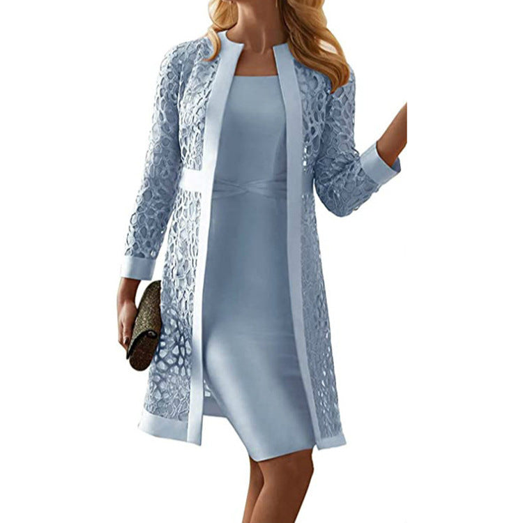 Women's Color Lace Cardigan Dress Two Piece Coat - Stylish and Elegant Fashion for Every Occasion - Ootddress