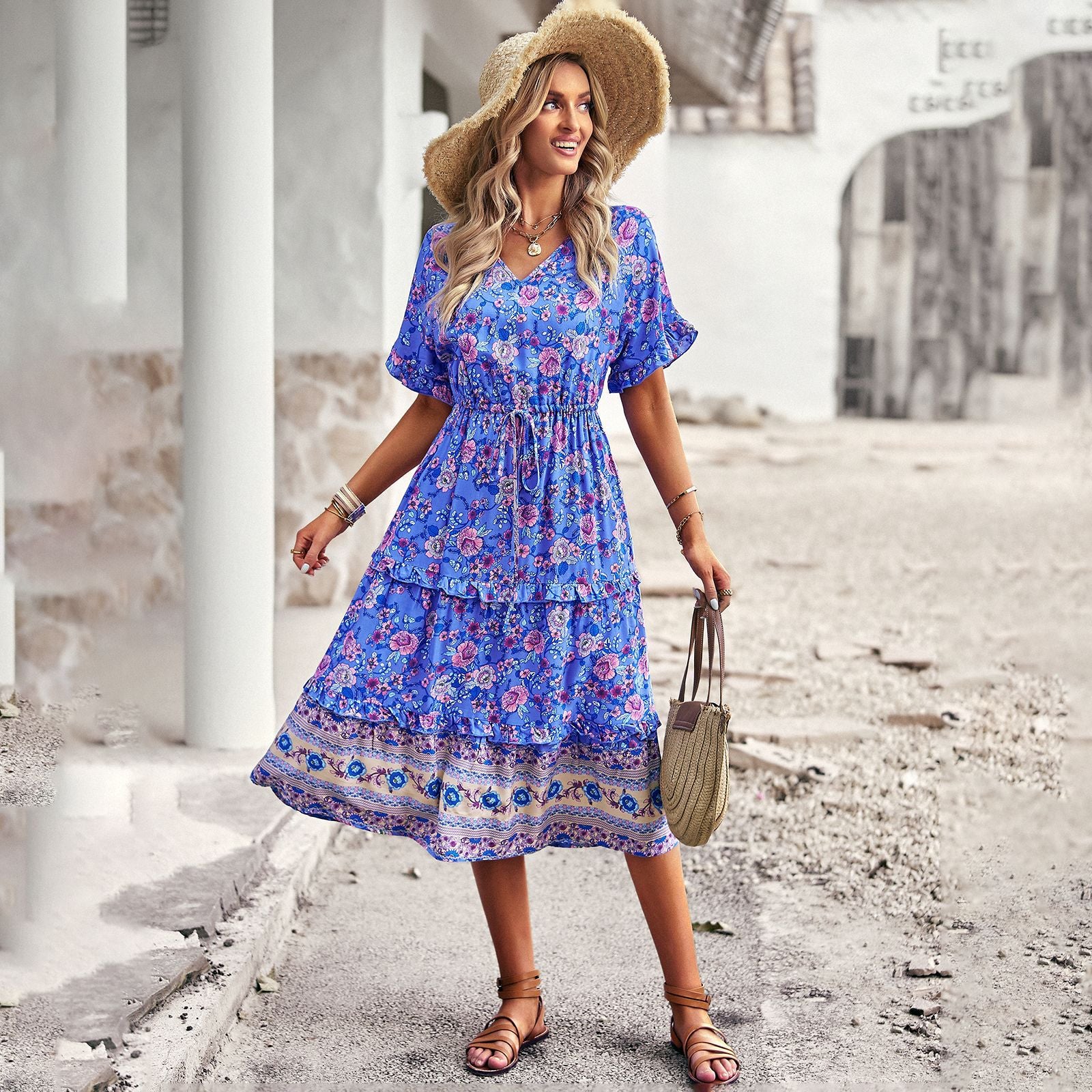 Women's Bohemian Printed A-line Summer Dress - Vibrant and Stylish - Ootddress