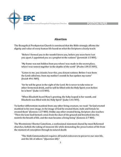 Position Paper on Abortion (PDF Download) - EPC Resources