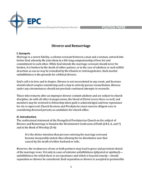 Position Paper on Divorce and Remarriage (PDF Download) - EPC Resources