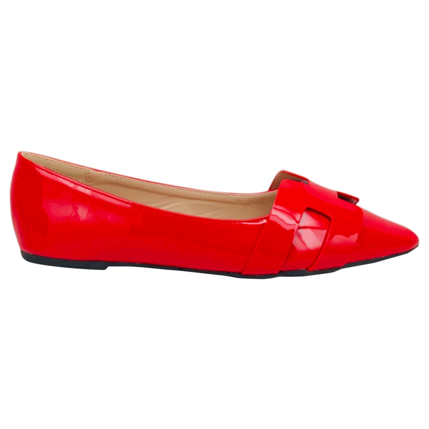 red pointed toe flats