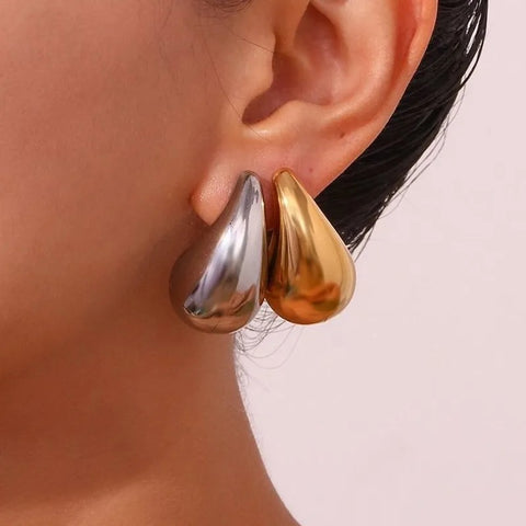 Punk Gold-Plated Teardrop Stud Earrings