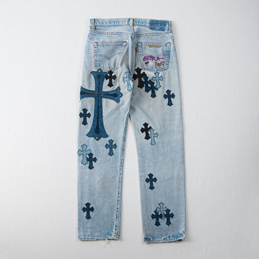 Chrome Hearts Fleur Knee Denim Cross Patches – ENIGMALUX BY YODA