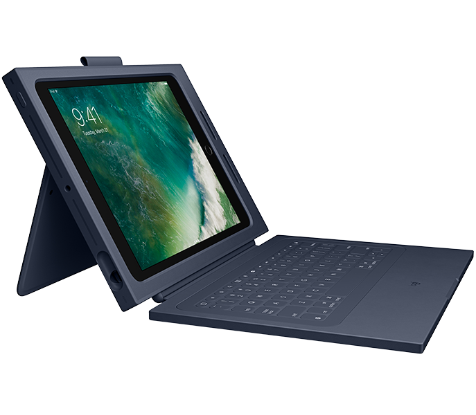 Logitech Rugged 2 Protection Combo Keyboard Folio Case for iPad 9.7 - Navy Blue