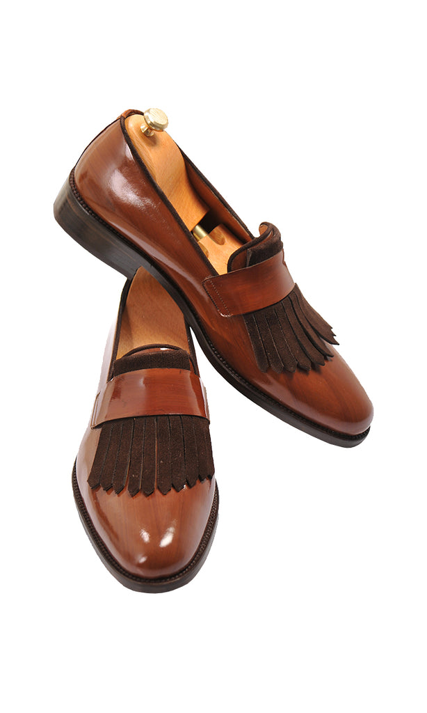 Handmade Wooden Brown Loafer Men Shoes