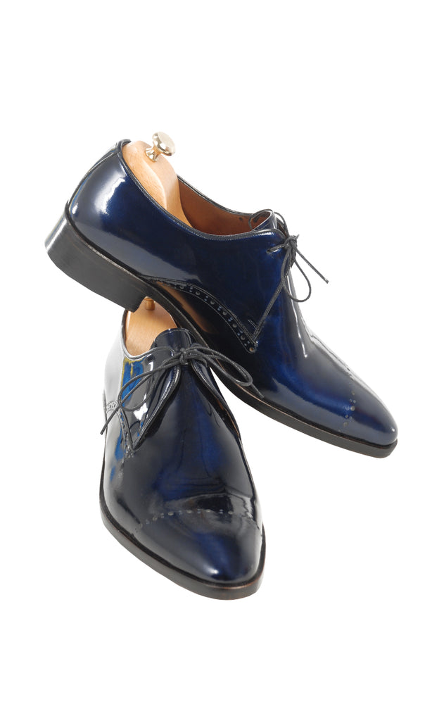 navy blue patent leather shoes