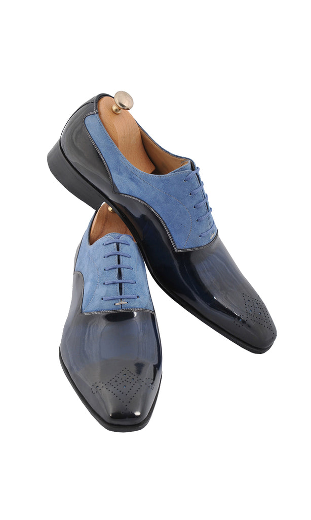 blue leather shoes