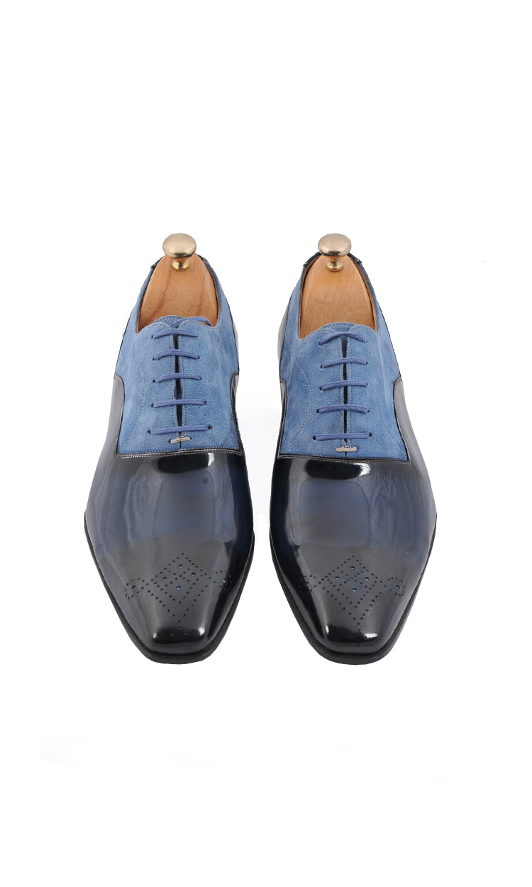 Sky Blue Suede Men Shoes