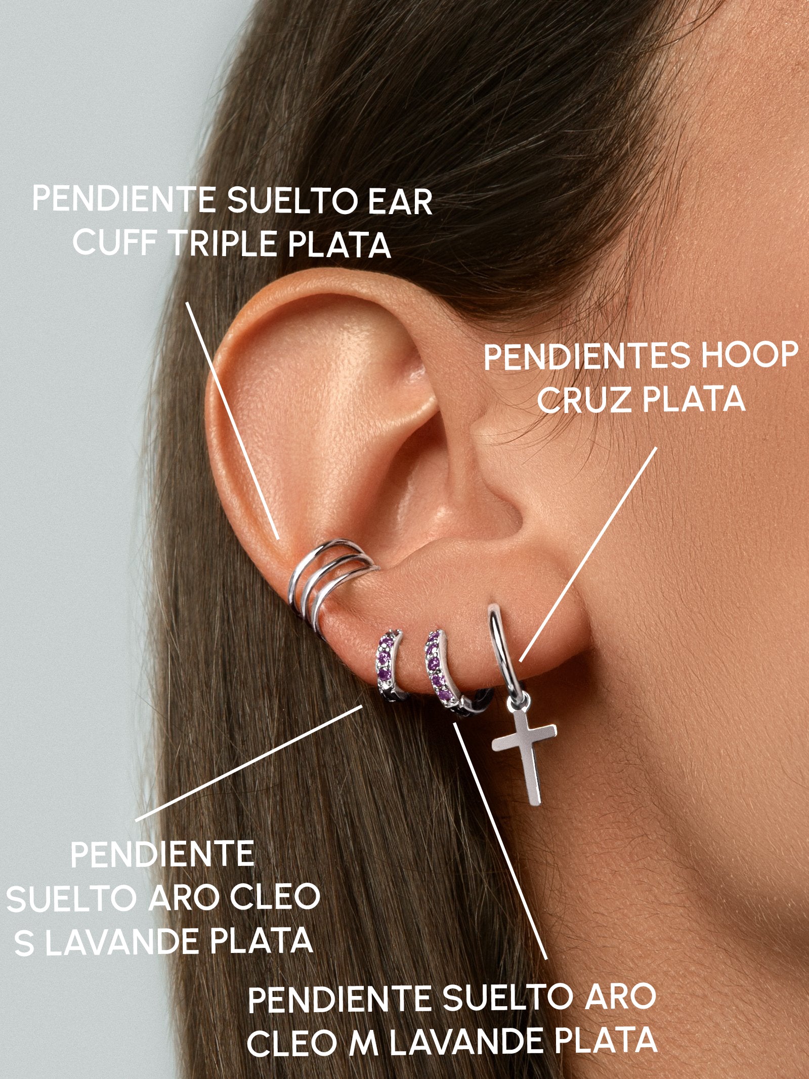 Pendientes Hoop Cruz Plata |