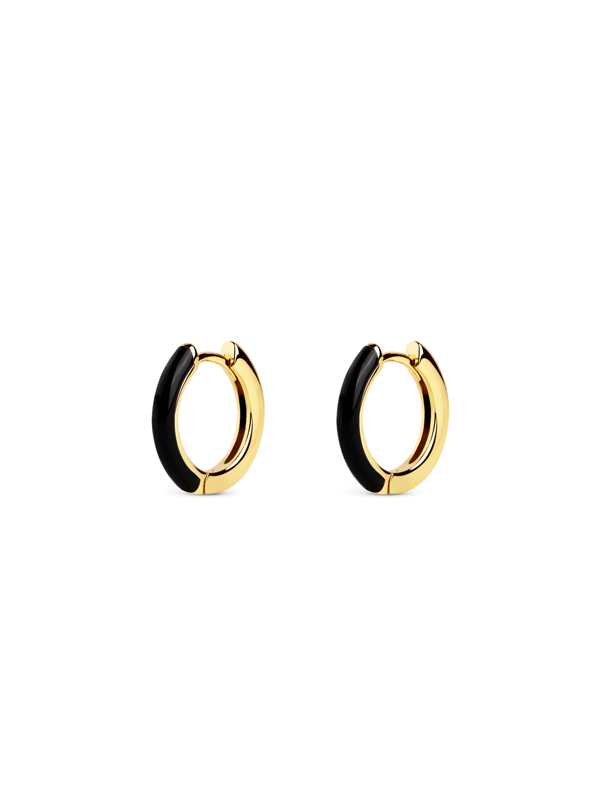 Black Enamel Gold Hoop Earrings – SINGULARU