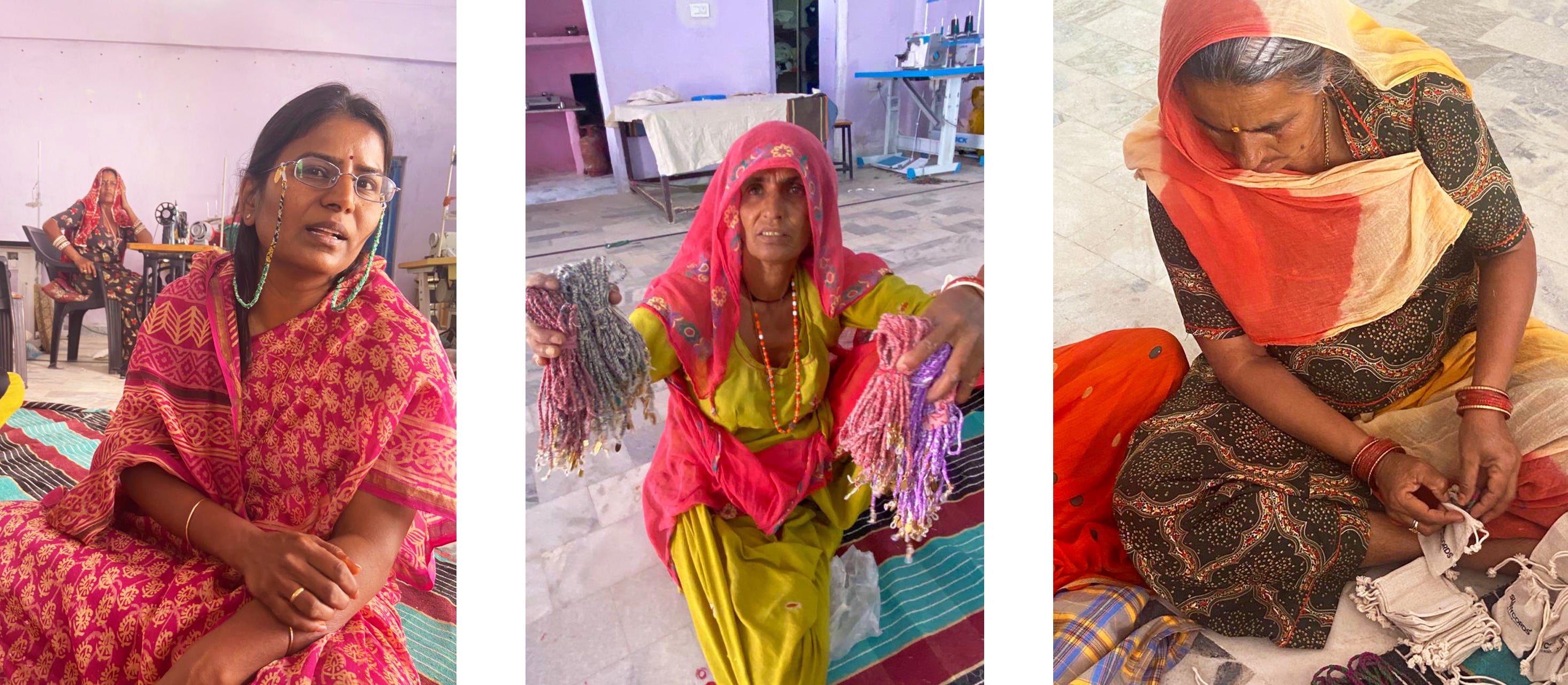 Saheli Women India Madhu making Sunny cords for Coco Bonito