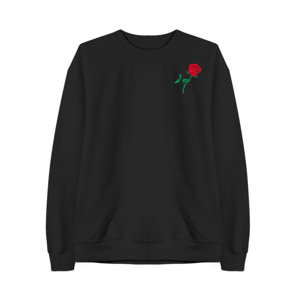 THE ROSE EMBROIDERED SWEATSHIRT BLACK - MJN ORIGINALS – MaryJaneNite