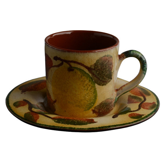 Handmade Italian Espresso Cup and Saucer from The Rosso Collection