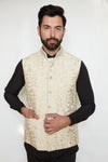 Picture of Bejeweled Embroidered Raw Silk Designer Formal Jacket Vest