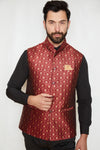 Picture of Ruby Lattice Brocade Silk Formal Jacket Vest