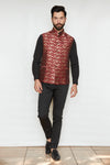 Picture of Crimson King Brocade Silk Formal Jacket Vest