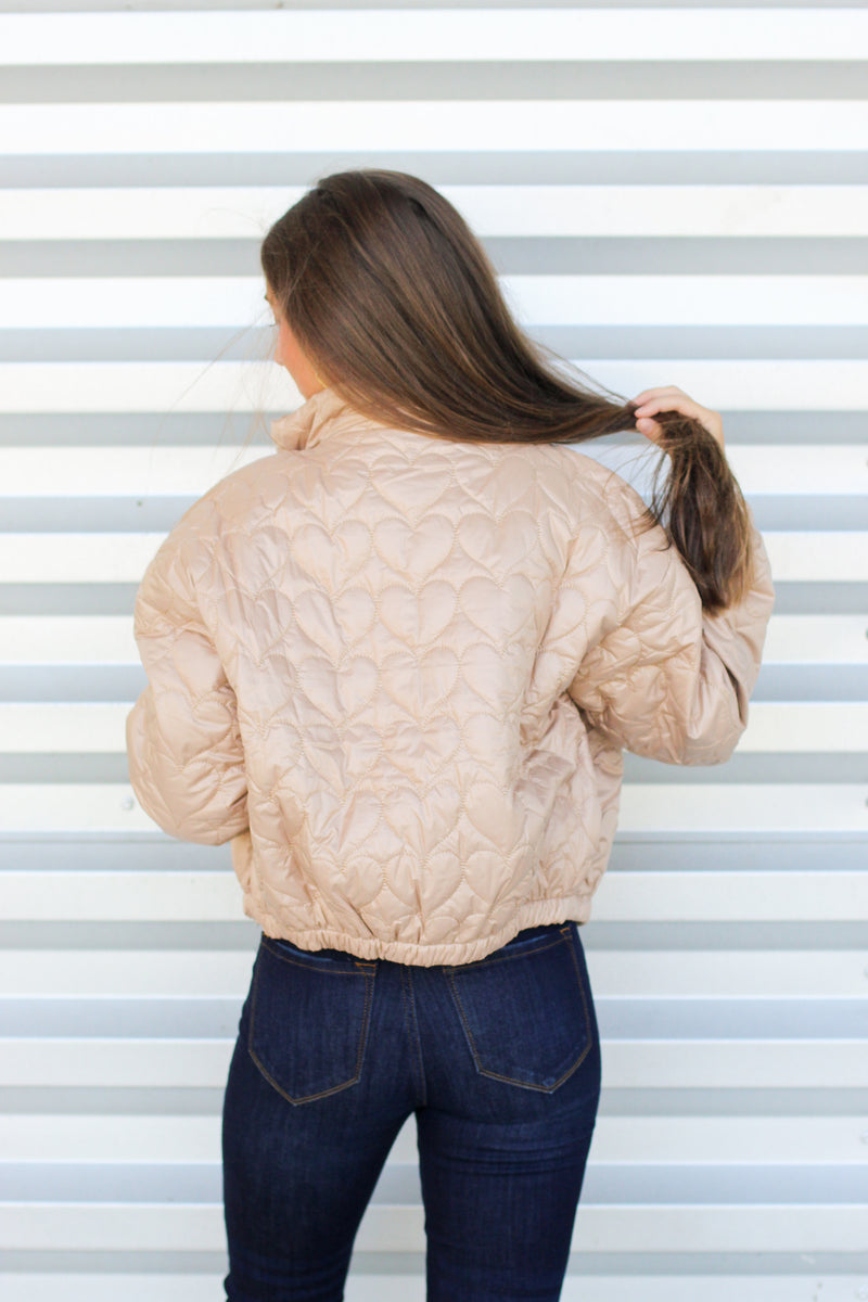 Heart Throb Quilted Jacket-Tan