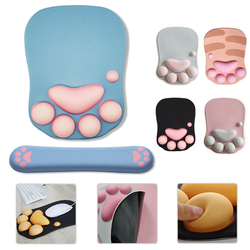 Cute Cat Paw Mouse Mouse Pad with Wrist Rests