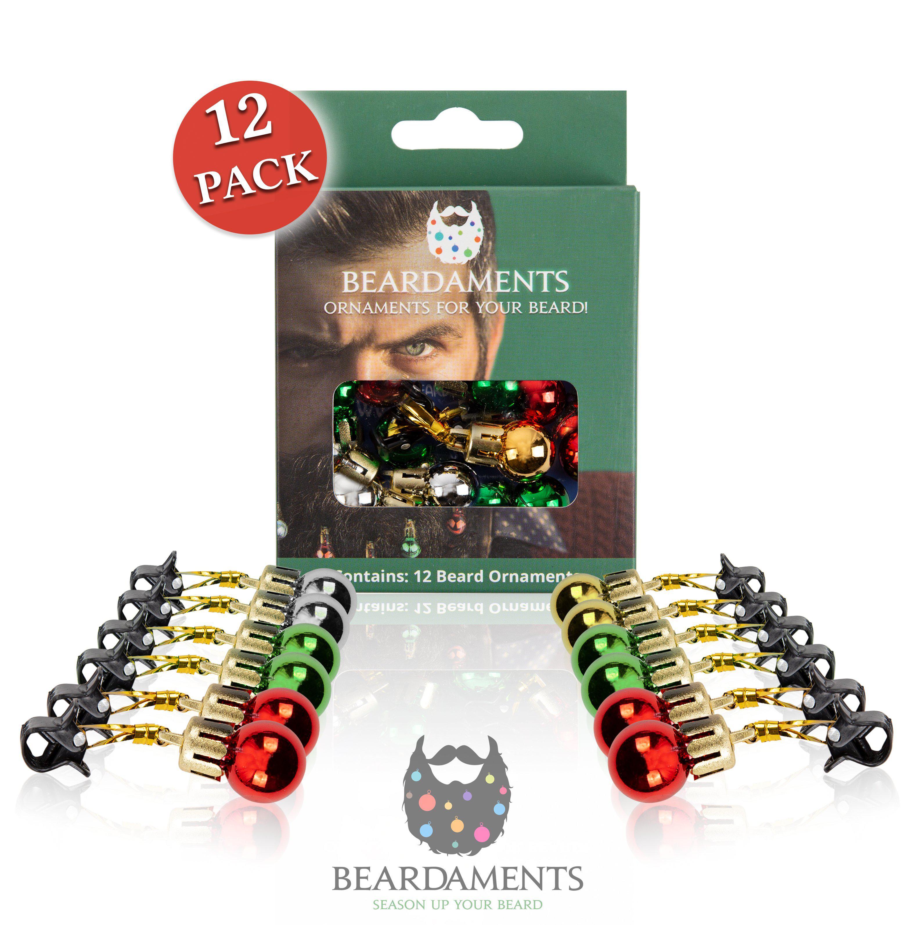 Beardaments Beard Ornaments 12 Piece Colorful Christmas Baubles 