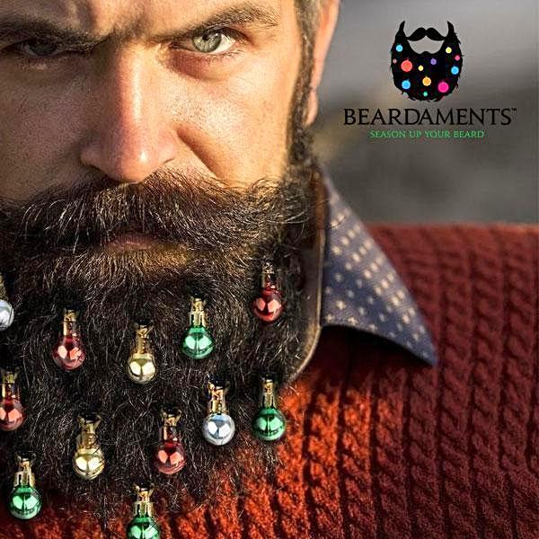 Beardaments Beard Ornaments 12 Piece Colorful Christmas Baubles 