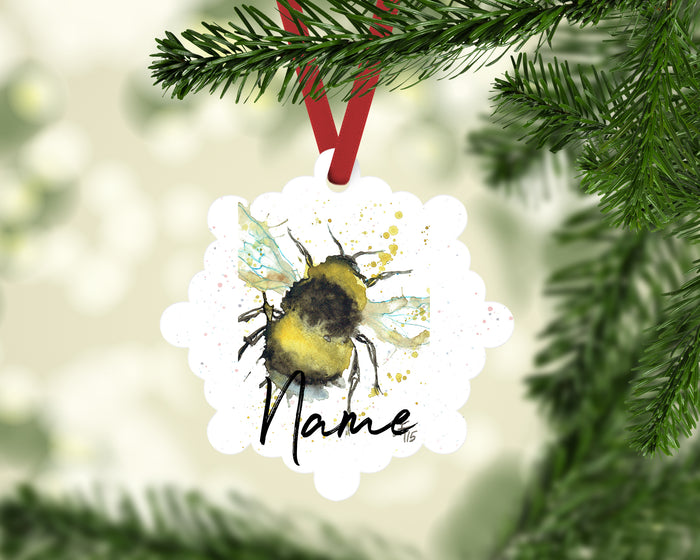 Bumble Bee Personalised Aluminium Christmas Decoration Jamie