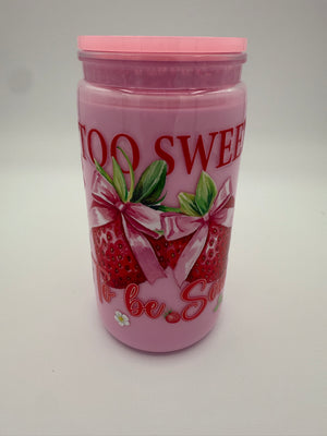 Too Sweet to be Sour Strawberry 16oz snow globe tumbler - Heili's Bling N' Thingz