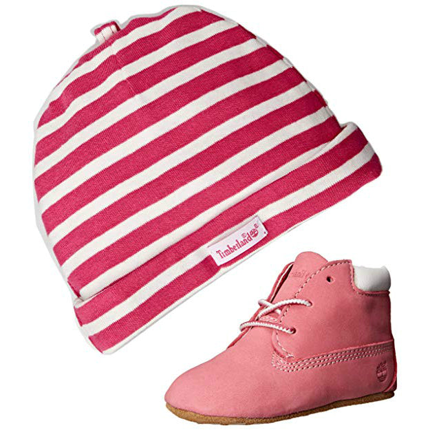 Timberland Pink Crib Booties With Hat Twiggz