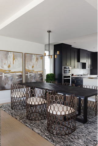 Designer dining room chairs in kitchen