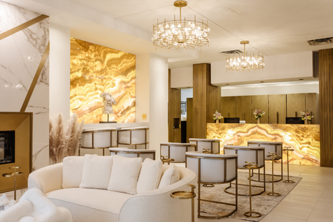 Gold living room interior design