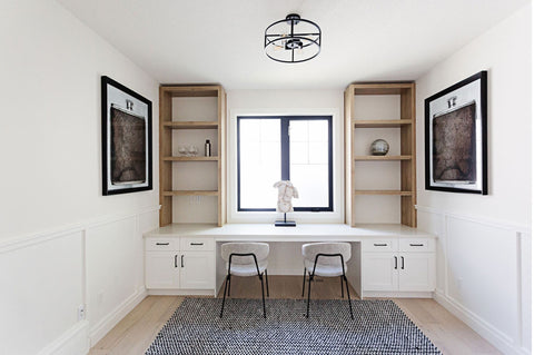 White interior design home office