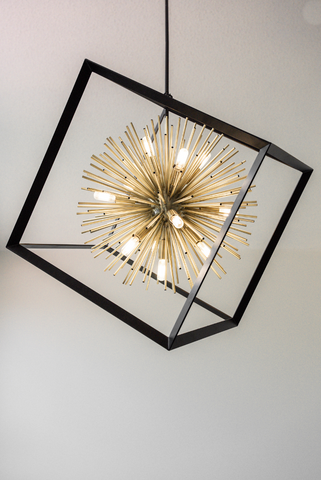 Black and gold cube light fixture