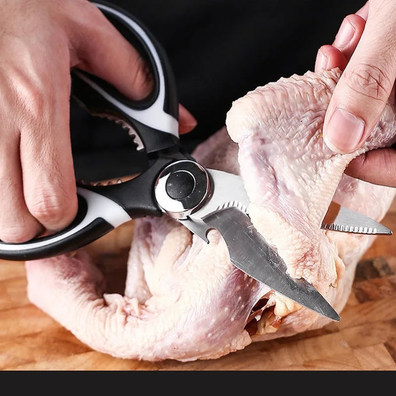 1PC Stainless Steel Kitchen Panda Scissors Multi-function Chicken Bone Scissors Bottle Opener Scissors Thickened Walnut Clip