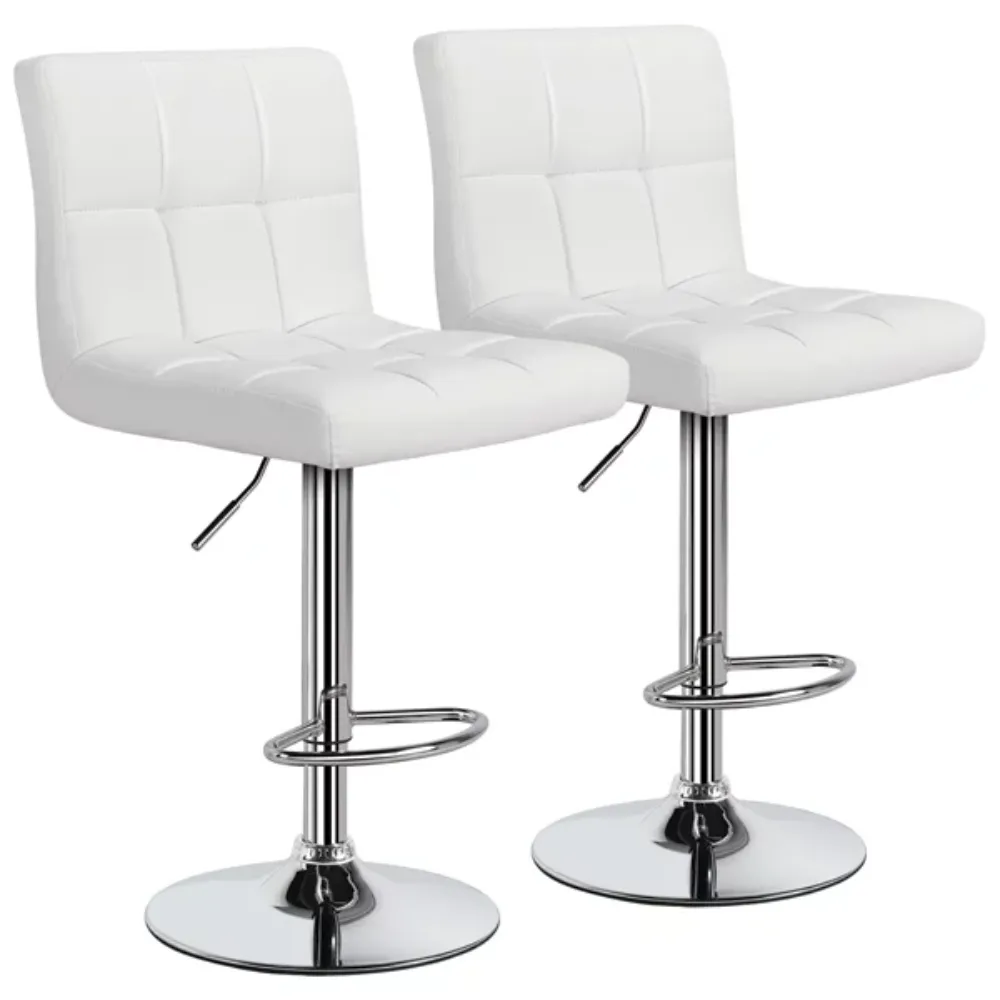 Modern Faux Leather Swivel Bar Stools 2pcs Faux Leather Modern Adjustable