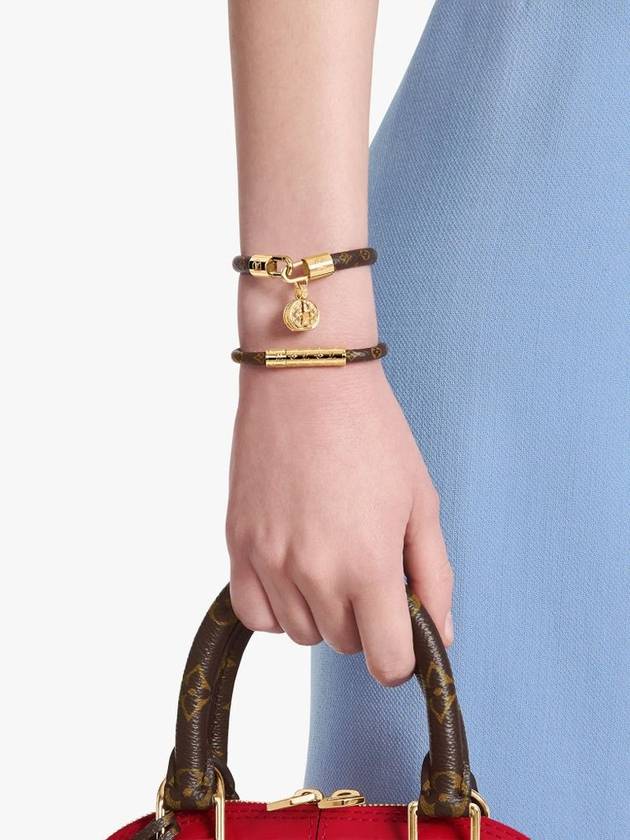 Women's LV Tribute Charm Bracelet Brown Gold 1014