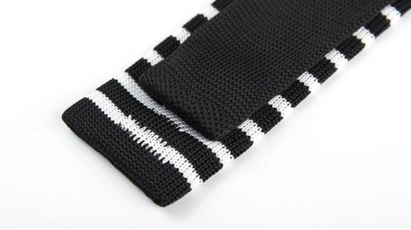 Knitted Narrow-Striped Black | White Tie - ChicerMan
