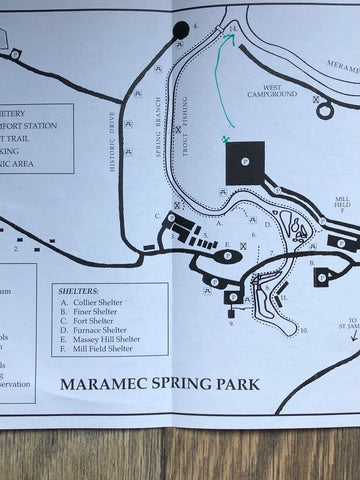 Park Map, Green Arrow shows where I parked and walked to fish.