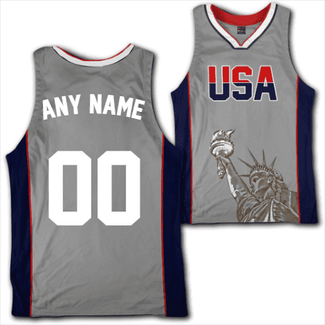 Custom Grey USA Basketball Jersey 