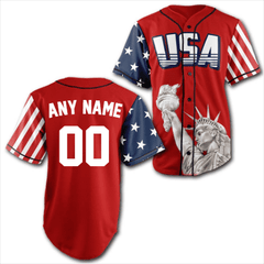 Custom Red USA Baseball Jersey 