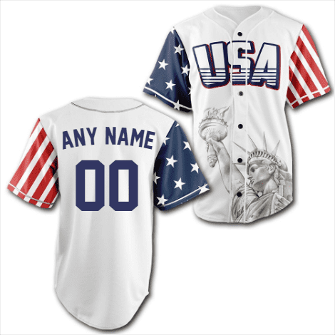 Custom White USA Baseball Jersey 