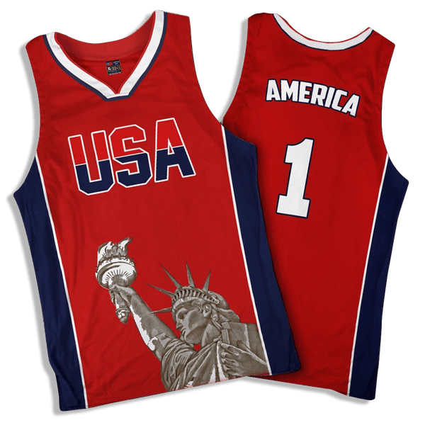 Red America #1 Basketball Jersey 